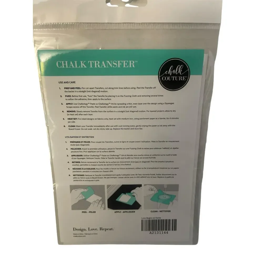 NWT Chalk Couture 8.5 X 11 Transfer